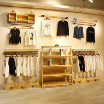 2018 clothing store is really fake solid wood retro combination wall wall hanging floor frame shoe rack womens simple decoration frame