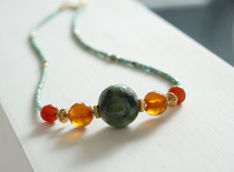 Old jadeite beads ~ cut old amber beads ~ Millennium old turquoise necklace