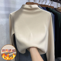 Base shirt 2021 new women Spring Autumn Winter double-sided de-velvet T-shirt warm short foreign style interior high neck top