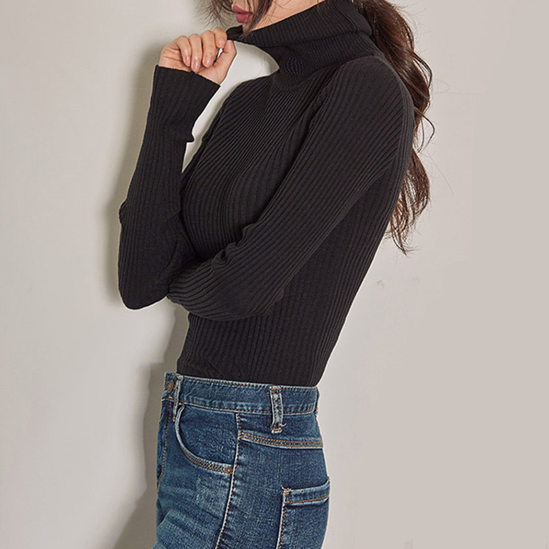 2020 new European goods long-sleeved t-shirt knitted base shirt women's autumn and winter Western style all-in-one warm top clothes