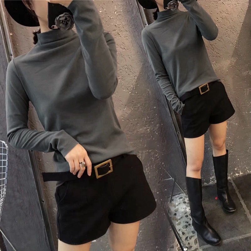 2022 early autumn and winter new slim fit t-shirt brushed warm top clothes trendy women's outerwear tight-fitting bottoming shirt