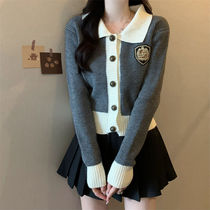 College Style Western Style Knitwear Womens Spring and Autumn 2024 New Sweater Cardigan POLO Collar Button Design Slim Top