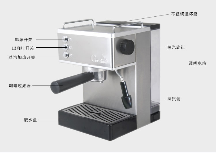 máy pha cafe smeg Máy pha cà phê Gustino áp suất cao nồi hơi inox thương mại hộ gia đình bán tự động hơi nước Đài Loan - Máy pha cà phê máy pha cà phê xiaomi