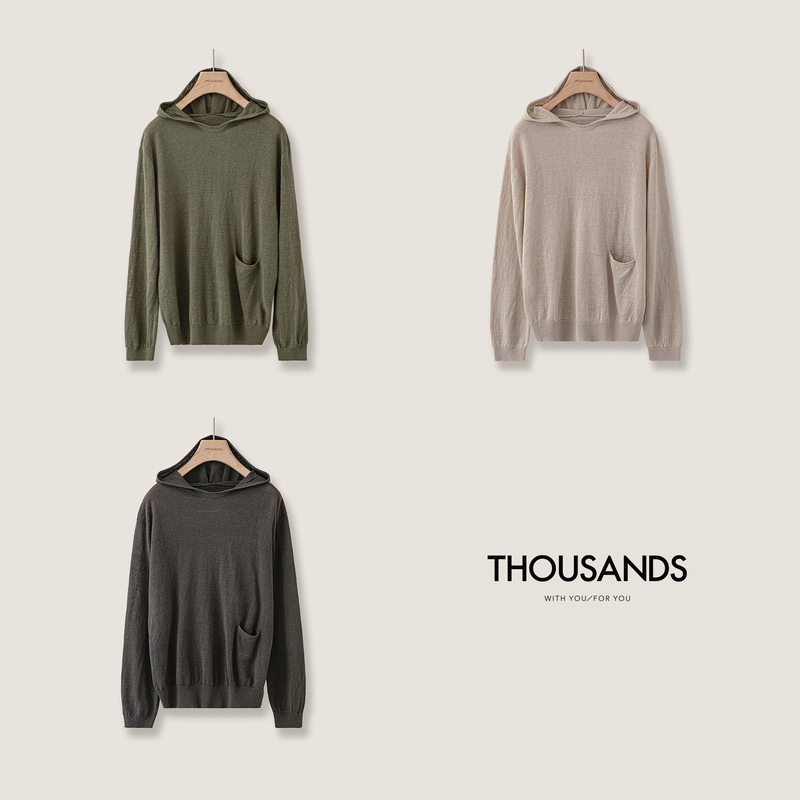 Three Thousand | High-End Organic Rain Dew Linen Fine-Spun Yarn/Early Autumn Loose Rolled-Edge Single-Pocket Hoodie Bm3425 Three Thousand | High-End Organic Rain Dew Linen Fine-Spun Yarn/Early Autumn Loose Rolled-Edge Single-Pocket Hoodie Bm3425