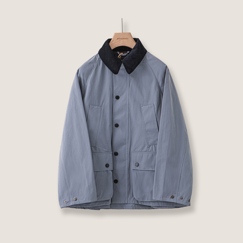 Three Thousand | Yuwei Bar Wax-Free Peach Skin Velvet Peached/Mist Blue Classic Icon Hunting Jacket for Men and Women Bf1162