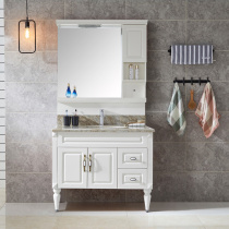 Simple American country oak solid wood bathroom cabinet combination floor landing modern wash table hand wash basin bathroom cabinet