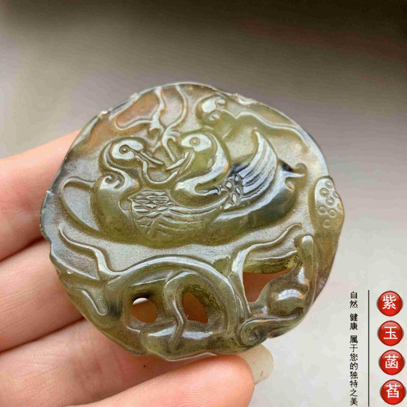 Украшения на руку 老玉古玩玉石鸳鸯戏水玉佩小手把件小摆件清仓包邮011