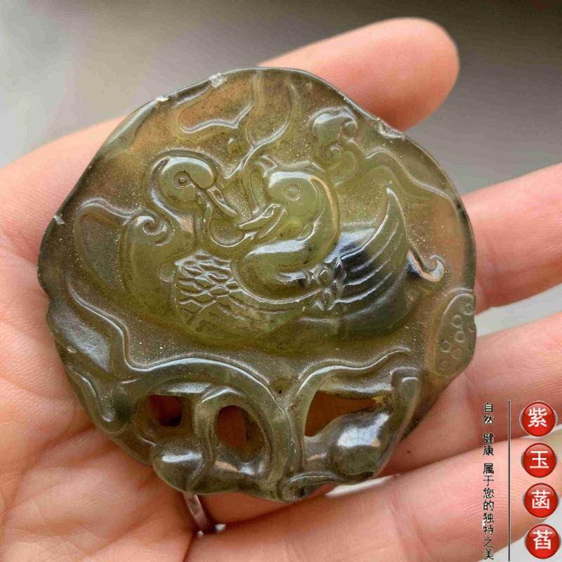 Украшения на руку 老玉古玩玉石鸳鸯戏水玉佩小手把件小摆件清仓包邮011