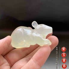 Украшения на руку 老玉古玩冰透玉鼠白玉鼠生肖鼠子鼠手把件小摆件清仓包邮049