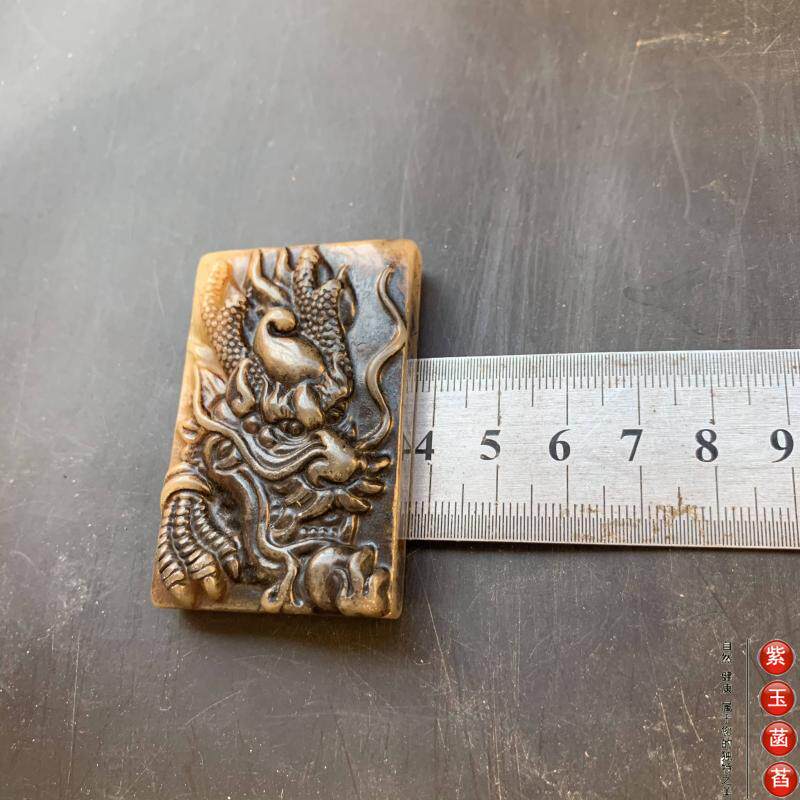 Украшения на руку 老玉古玩高古玉龙牌苍龙玉佩手把件浮雕工艺牛鼻孔02