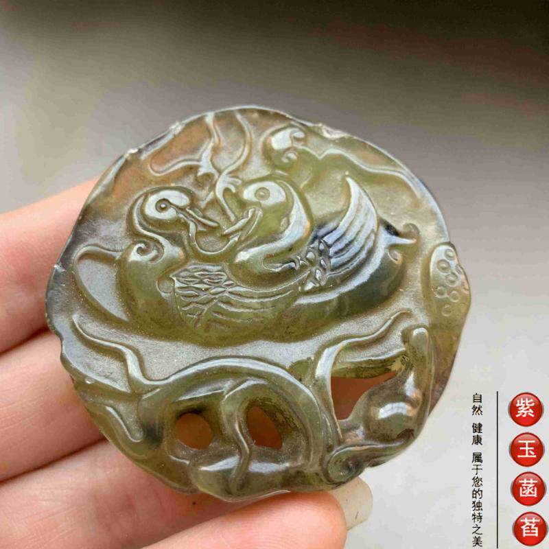 Украшения на руку 老玉古玩玉石鸳鸯戏水玉佩小手把件小摆件清仓包邮011