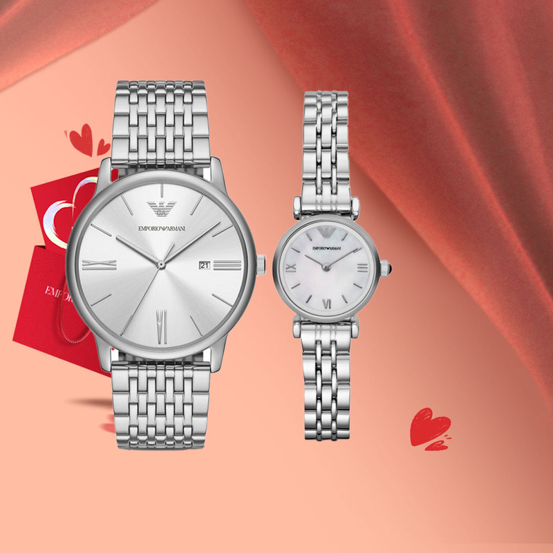 [Couple Watches Pair] Armani Armani Steel Band Watches for Men and Women, Couple Watches, Chinese Valentine's Day Gift