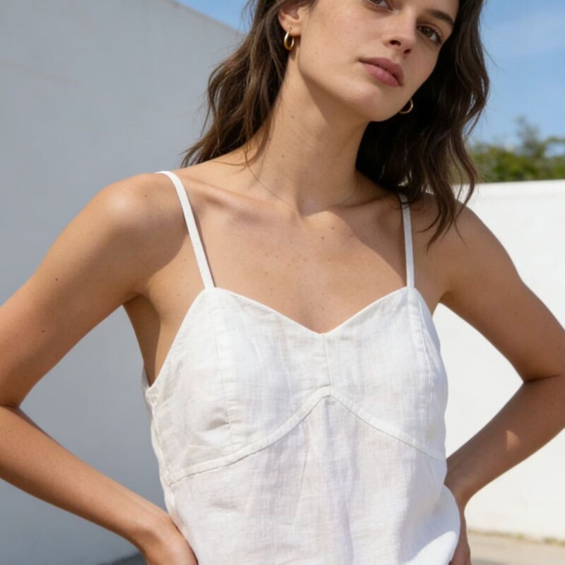 Vacation Style 100% Hemp with Chest Pads, Adjustable French-Style Camisole, Versatile and Comfortable, Thin Summer Tank Top