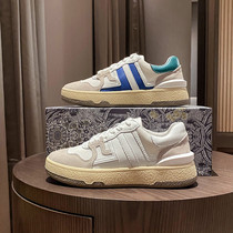 Retro wind hits ~ genuine leather women small white shoes 100 hitch casual thick base shoes parquet sports sneakers Detraining flat base shoes