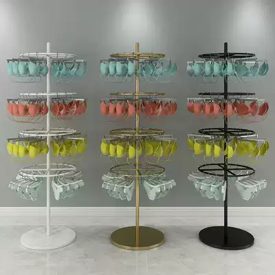 Clothing store hanging underwear display rack floor-standing shorts socks bra shelf island round rotating shelf