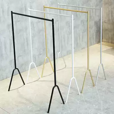 Clothing display rack shop Women's simple floor hanging hanger live room wall White Silver single pole special shelf
