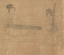 Five Dynasties Zhou Wenju Song Dynasty copies of palace paintings portraits of ladies giclee reproductions of ancient calligraphy and painting works