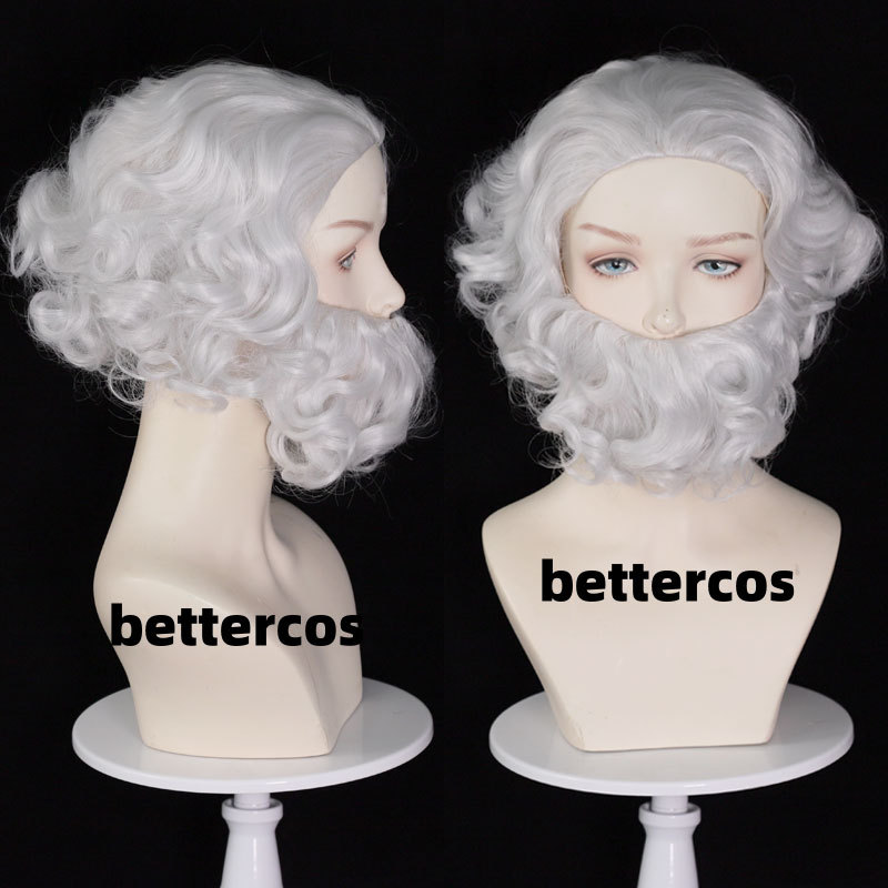 White Beard Wig Headgear Archimedes Marx Galileo Davinci Darwin