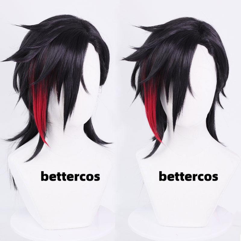 League of Legends: the Battle for Two Cities 2 Black Fist Wei Cosplay Wig, Fluffy Top, t Color, Black and Red