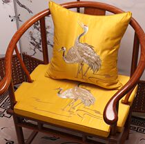 Embroidery cushion solid wood sofa cushion Taishi circle chair tea table chair cushion latex sponge brown cushion custom-made