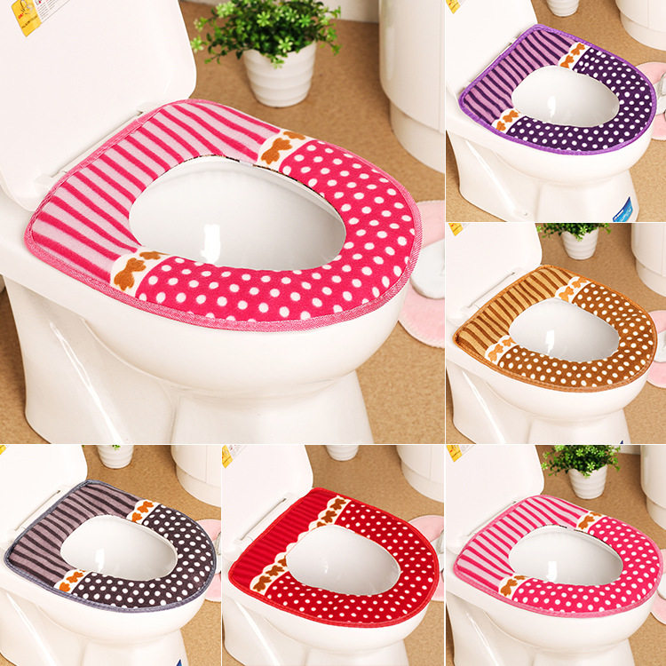 Velcro plush toilet pad thickened universal toilet cover winter toilet cover Large toilet seat toilet cushion
