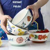 Porcelain farmer underglaze ceramic bowl rice bowl home eating bowl ice cream dessert bowl fruit salad bowl tableware