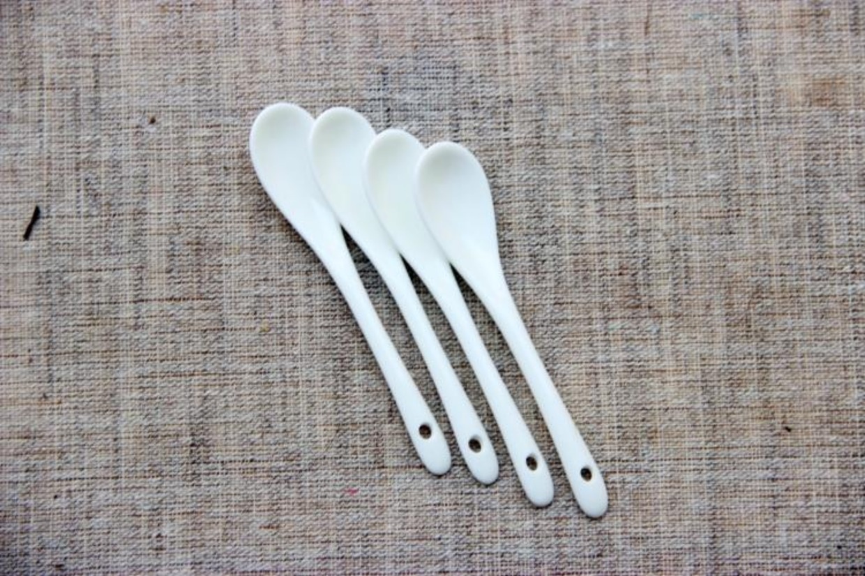Muỗng cà phê trắng đơn giản, khuấy gia vị, thìa cà phê, cho bé ăn thìa, thìa, thìa nêm gốm - Cà phê thìa cà phê