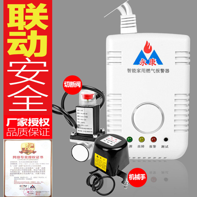 Yongkang Smart Linkage Type Household Gas Alarm Match Emergency Cut Solenoid Valve Home Gas Alarm