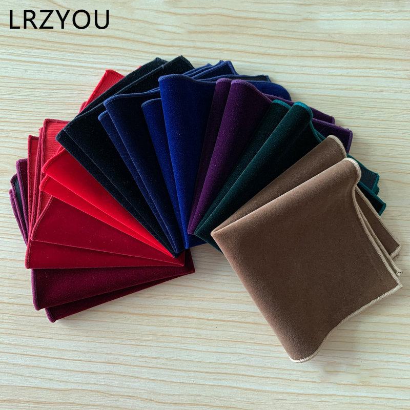 Autumn and Winter New Trendy Men's Gentleman Suit Dress Chest Decoration Accessory Square Scarf Solid Color Gold Velvet Single-Sided Pocket Square
