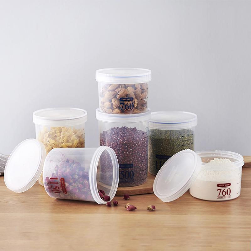 Kitchen food grade transparent plastic round sealed jar Clamshell jar Whole grain storage jar Milk powder jar