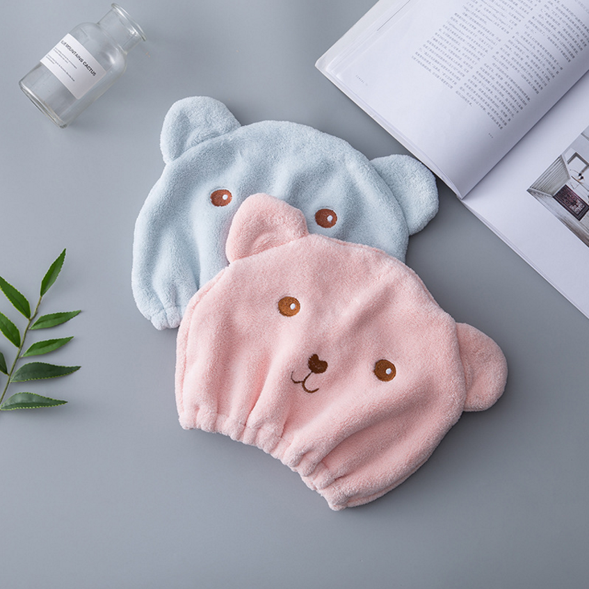 Home Cartoon Small Bear Thickening Dry Hair Cap Super Absorbent Speed Dry Towel Bath Hat Han Edition Wipe Hair Wrap Headscarf