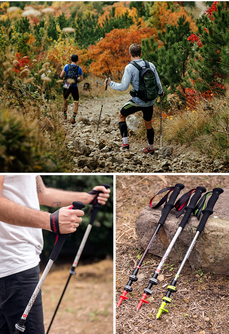 NH carbon hợp kim nhôm kính thiên văn 3 phần khóa trekking cực nhẹ mía ngoài trời cây gậy leo núi gậy người mù