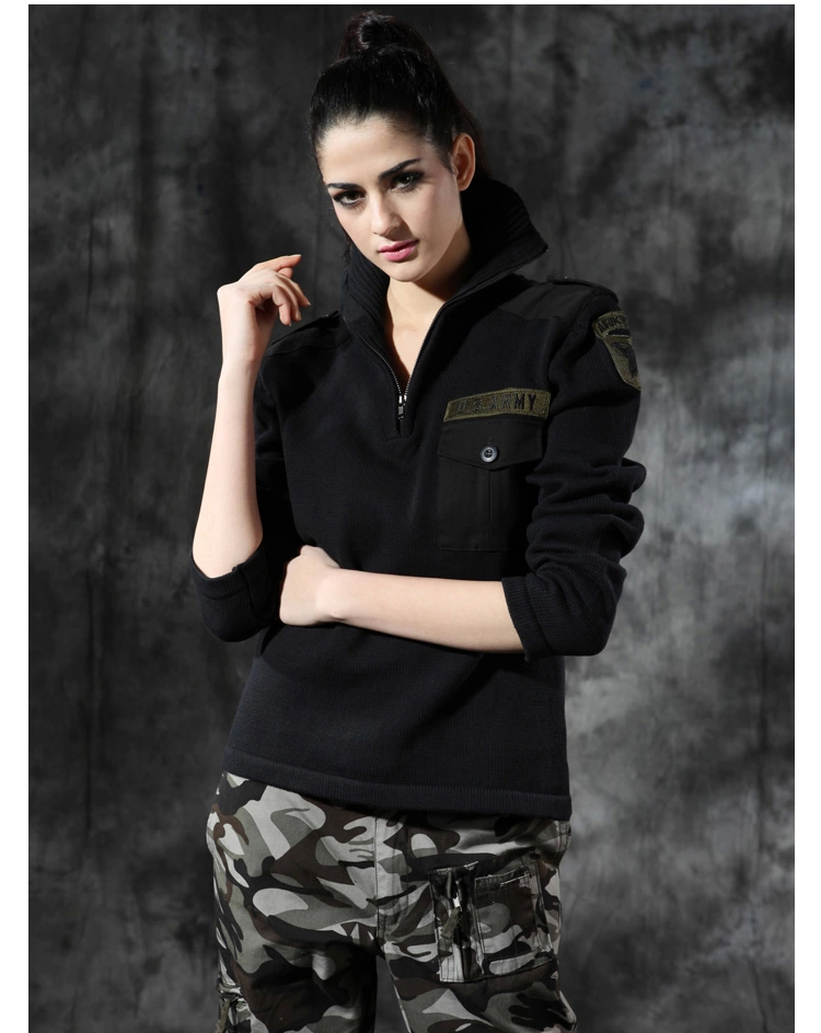 Freedom Rider Outdoor Casual Ve áo Cotton Phụ nữ Áo len Dệt kim Áo thường Áo Quân đội Trang phục Xanh áo thun reebok nam
