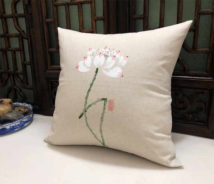 Vẽ tay bằng gỗ gụ sofa gối đệm phòng khách Trung Quốc phong cách Zen mới Trung Quốc phong cách cổ xưa Zen ghế tròn ghế trà - Trở lại đệm / Bolsters bộ mền gối văn phòng