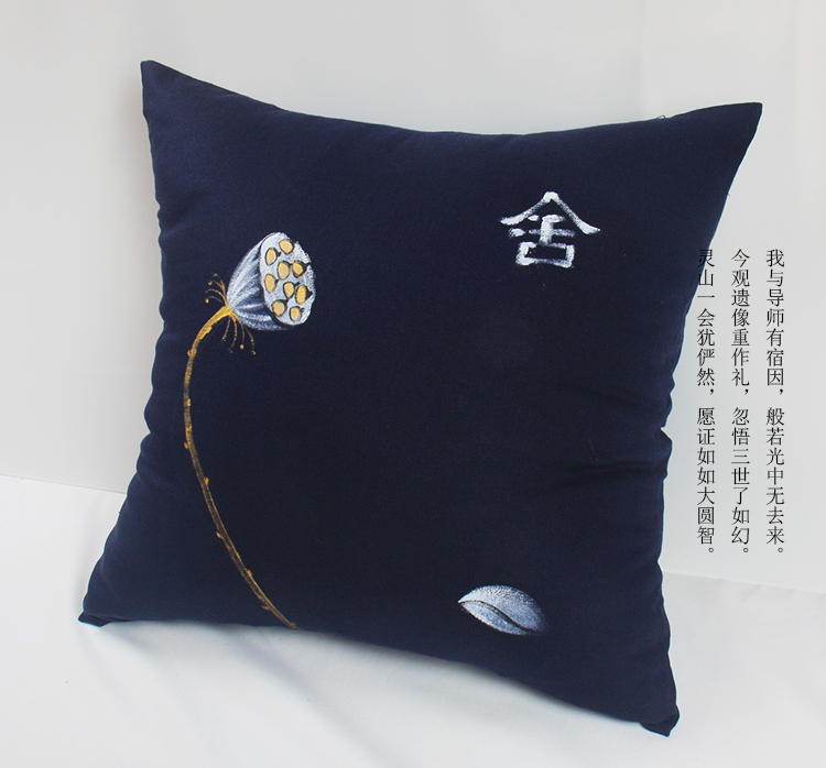 Mới Trung Quốc mực lanh bông gối văn học cổ tay vẽ Zen eo gối sofa gỗ gụ retro đệm tùy chỉnh - Trở lại đệm / Bolsters gối tựa lưng ghế văn phòng