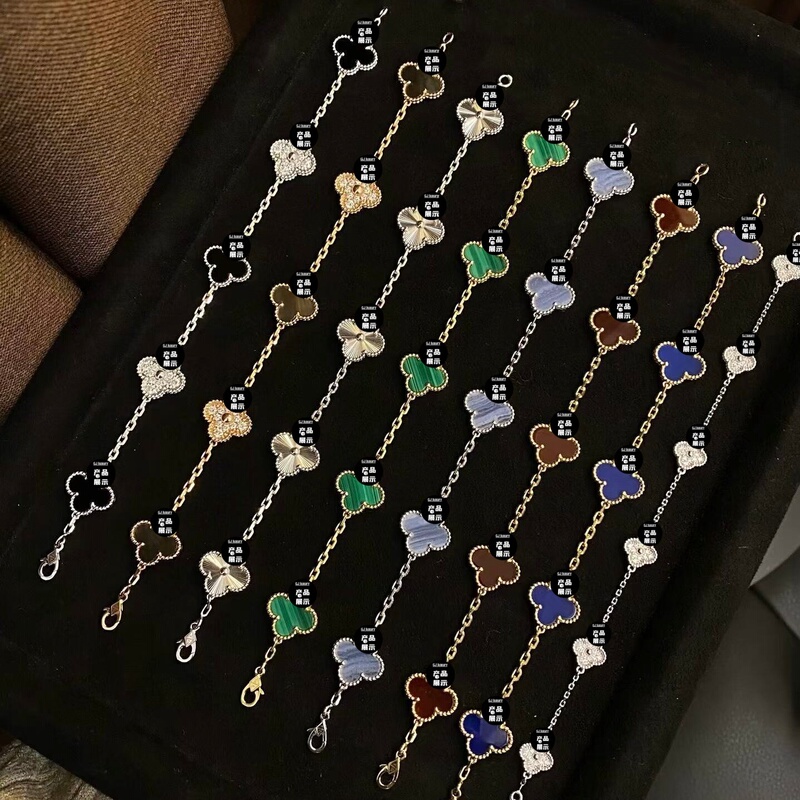 18K Gold Jewelry Custom Five-Flower Bracelet Panda Spacer Diamond Four-Leaf Clover Bracelet Gold White Gold Rose Gold Au750