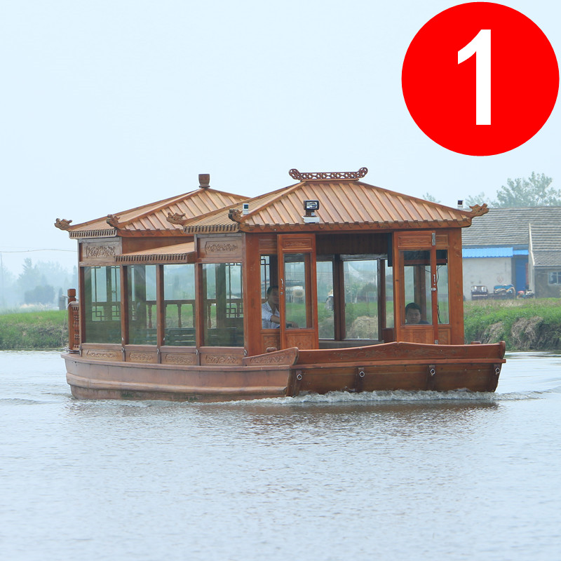 Large antique wooden boat Dining boat Painting boat Electric sightseeing boat Water dining room Hotel Rooms
