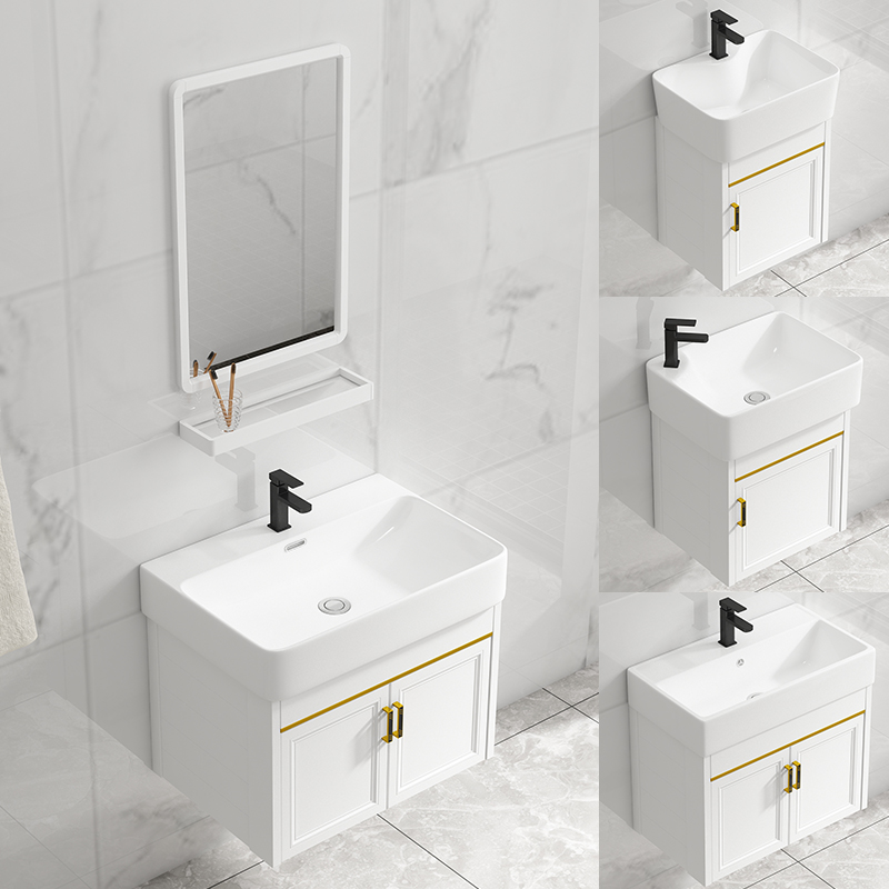 Small apartment ceramic washbasin space aluminum bathroom cabinet bathroom washbasin pool cabinet combination modern minimalist washstand