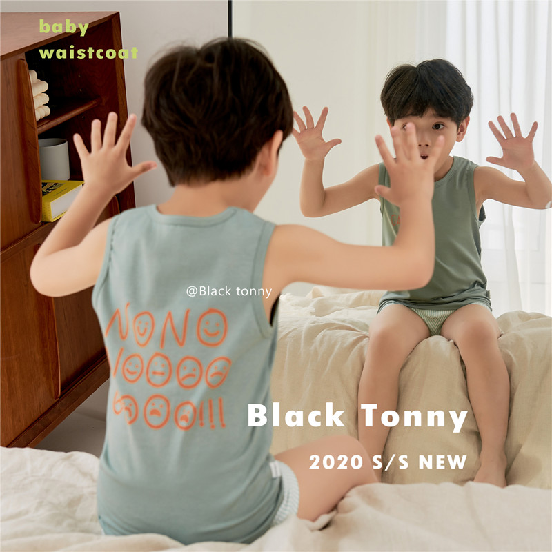 Little Black Toya 2020 Spring / Summer New Thin Childrens Trang chủ Quần áo Boys and Girls tinh khiết bông Mordale Đã bỏ đánh dấu Vest