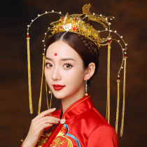 2020 new bride Xiuhe Chinese style ancient costume hair ornaments Phoenix crown butterfly tassel domineering headdress Xiuhe clothing products women