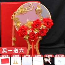 Group fan Ancient style Xiuhe Hanfu bridal wedding wedding wedding fan Chinese fan diy material bag hand stick flower