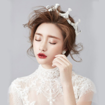 Bridal tiara Simple crown Silver white rhinestone crown wedding styling Korean princess wedding dress accessories