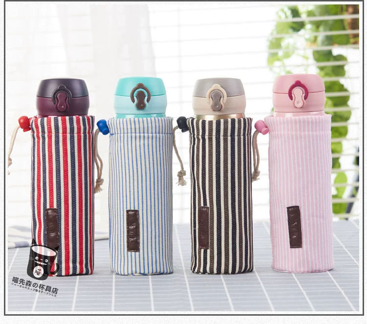 Bình giữ nhiệt Thermos cup phổ quát đai đai nâng dây cách nhiệt và túi thủy tinh chống vảy bảo vệ 350-500ml - Tách