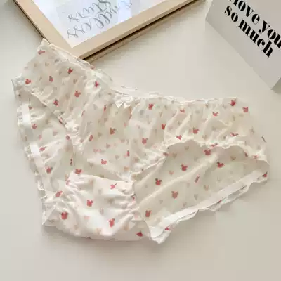 THREEPIG cute girl sweet fat second underwear transparent mesh playful comfortable elastic low waist student underwear