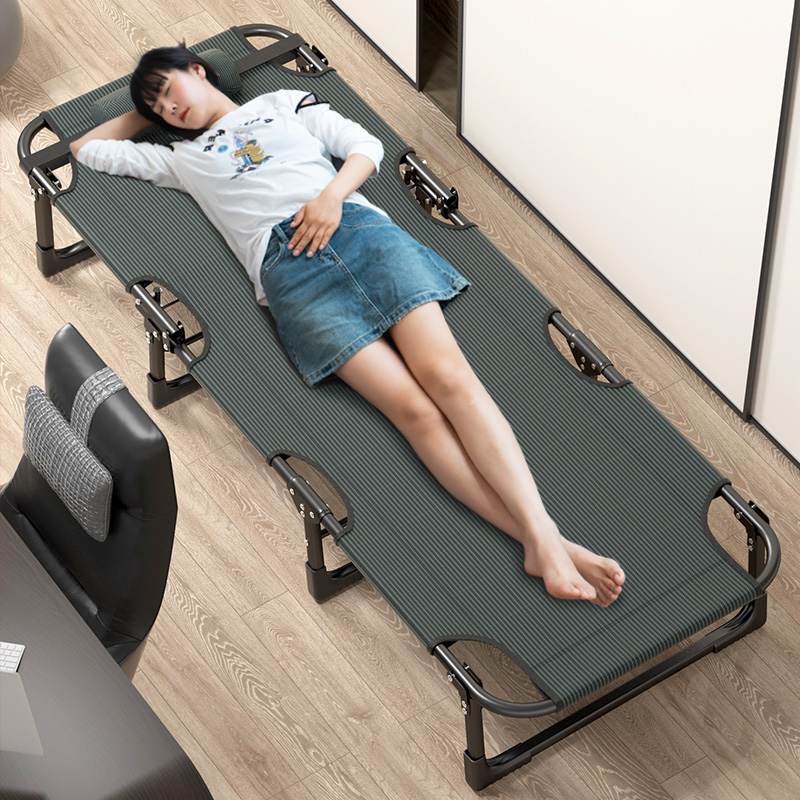 Folding Bed Single Person Bed Office Portable Walking Army Bed Station Lunch Sleeping Deck Chair Simple Escort Small Bed Lunch Break God-Taobao