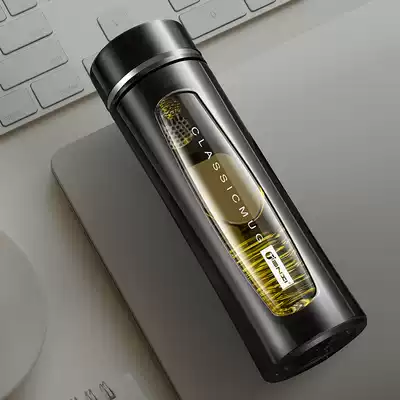 Tianxi glass double-layer portable water cup accompanying cup female office teacup creative trend simple drop-proof cup male