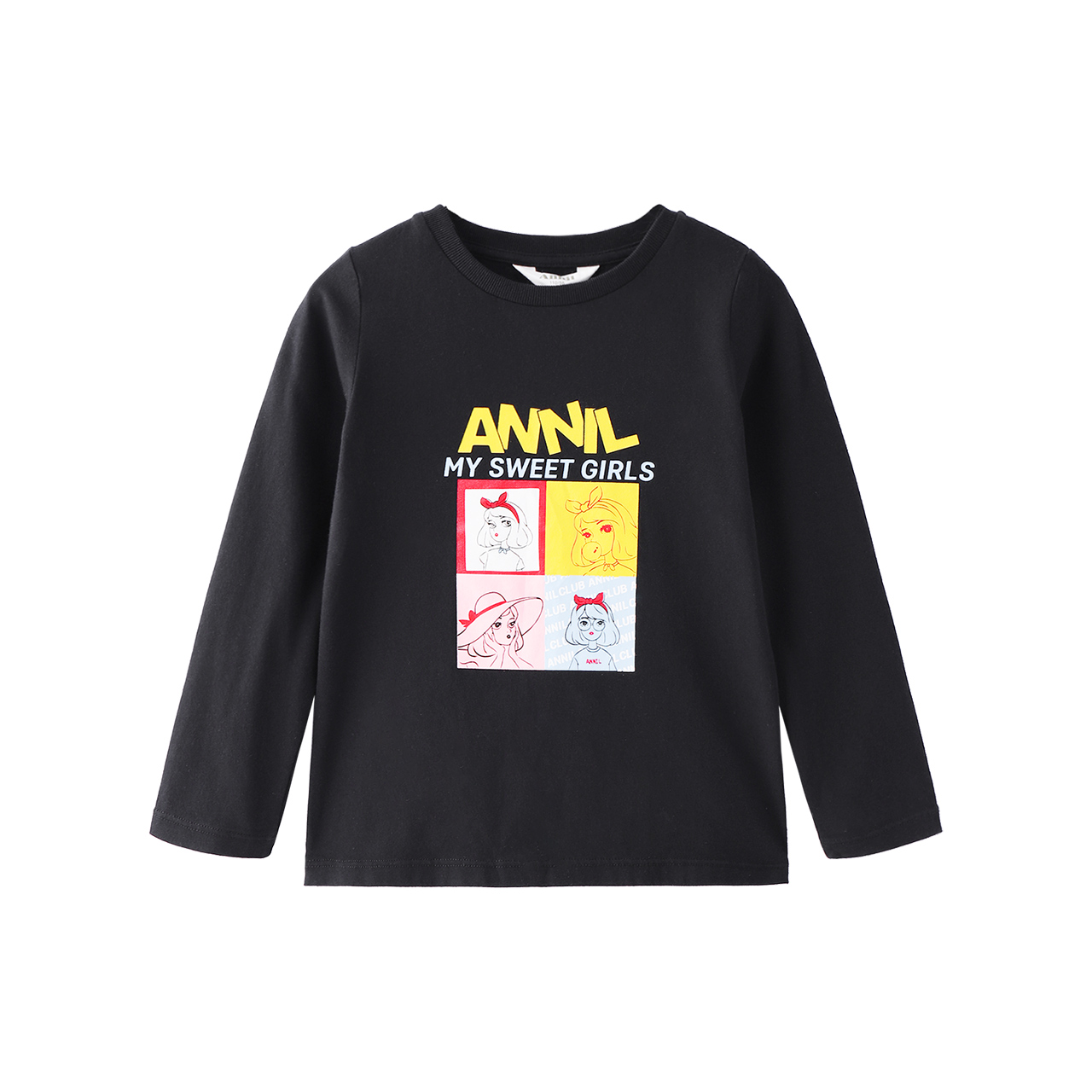 Long Sleeve T-shirt 2020 mùa xuân dress New Little Girl ngọt Vòng cổ dài tay áo dệt kim áo len Annell Girl.