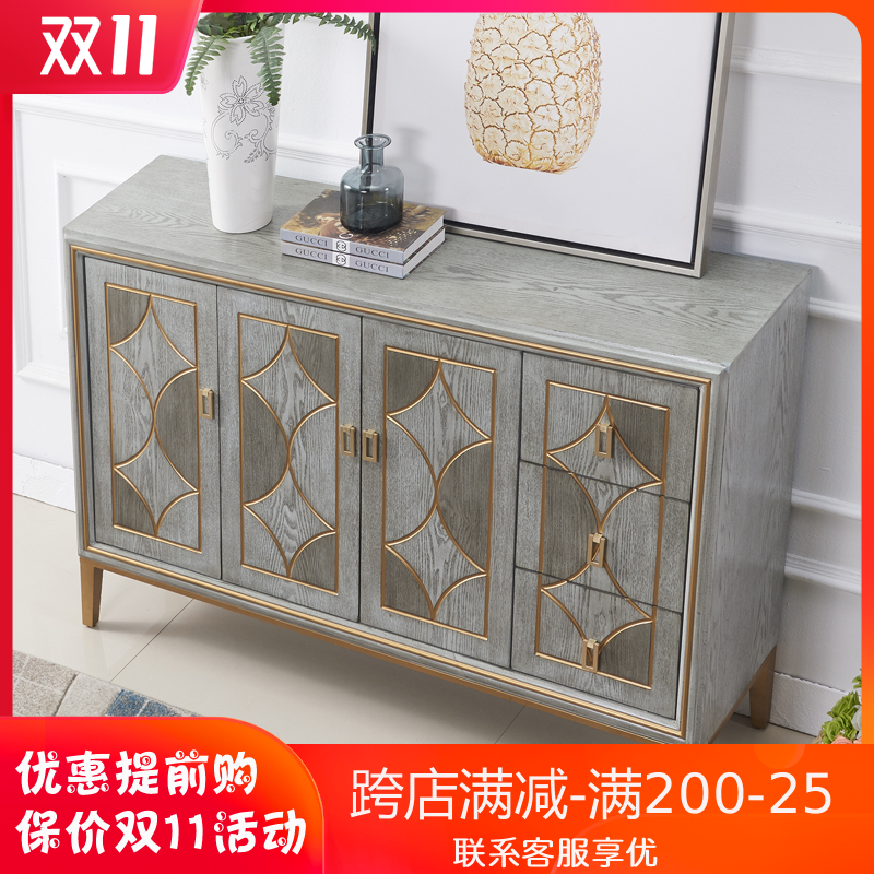 American Countryside Solid Wood Xuan Guan Cabinet Dining Cabinet Entrance Door Shoe Cabinet Rear Modern Light Lavish Living Room Multifunction Storage Storage