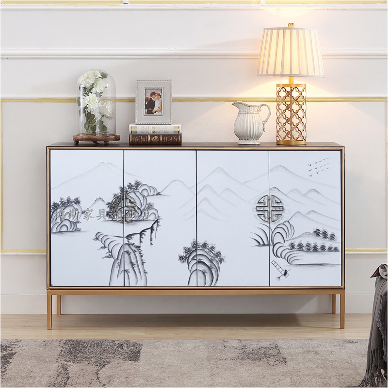 New Chinese Xuan Guan Cabinet Modern Color Drawing Door Hall Cabinet Entrance Shoes Cabinet Light Lavish Decoration Cabinet Room of Dining Room Cubicle