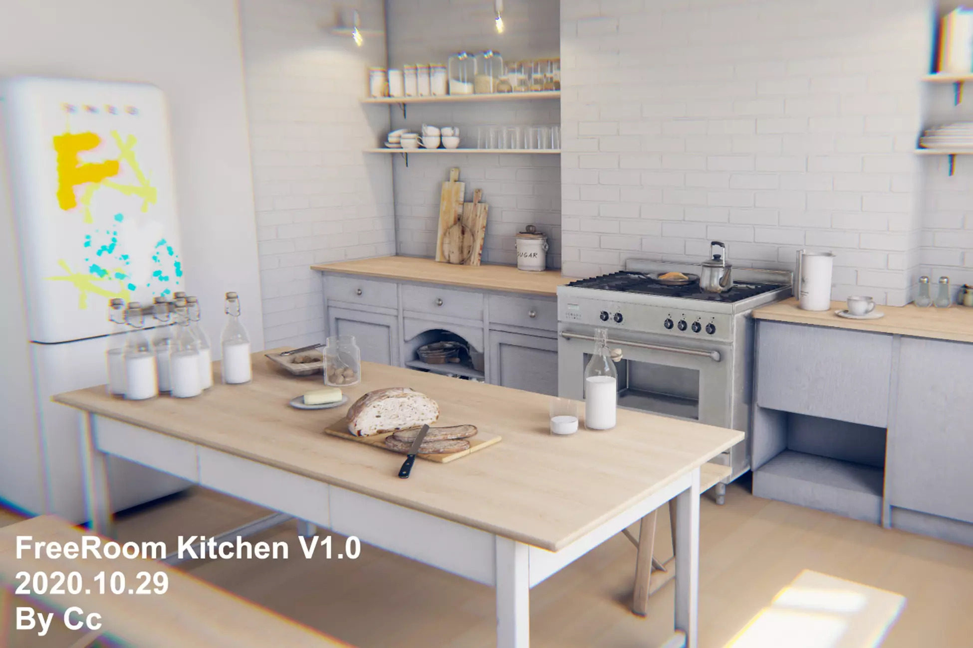 Unity FR_KitchenRoom_V1.0 3D厨房餐厅客厅模型环境场景资源-盘古CG网